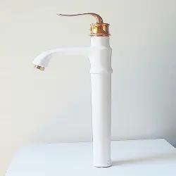 شیر روشویی پایه بلند بامبو سفیدطلایی