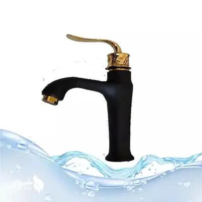 شیر روشویی بامبو مشکی طلایی